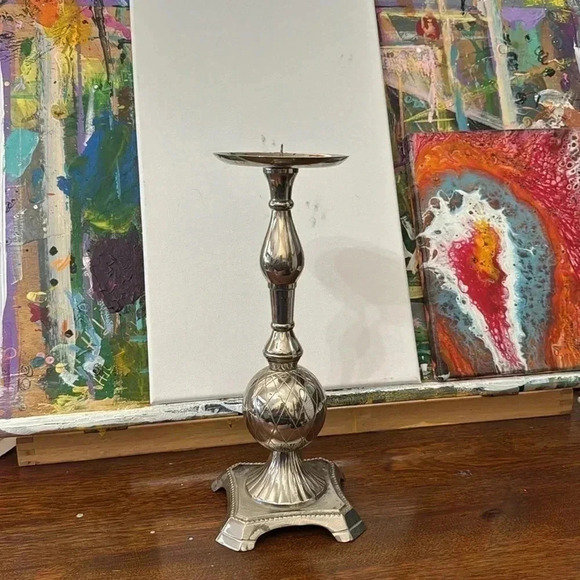 Silver Toned Candle Holder - Picture 3 of 8